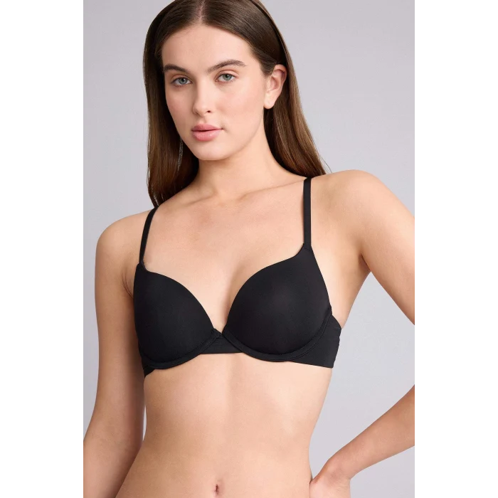 Defacto Z3350AZBK81 Siyah Micro Kaplı Yarım Dolgulu Balenli Tişört Bra