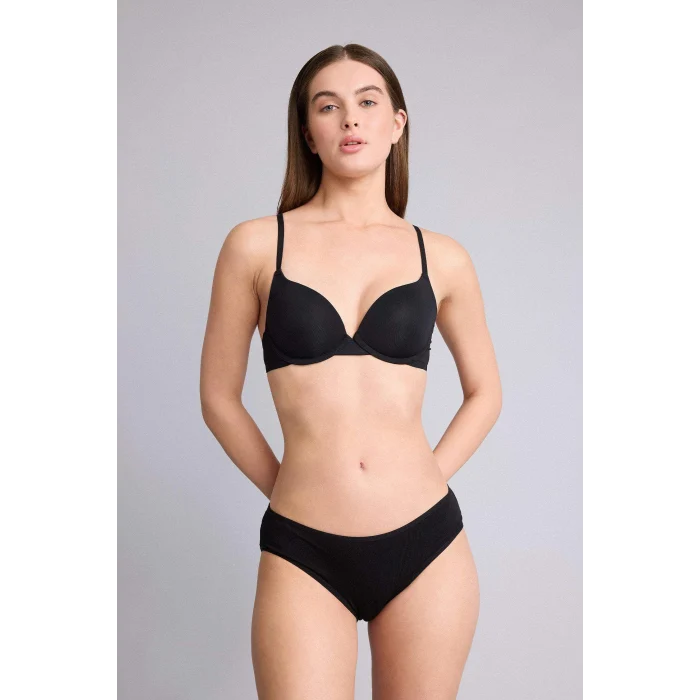 Defacto Z3350AZBK81 Siyah Micro Kaplı Yarım Dolgulu Balenli Tişört Bra