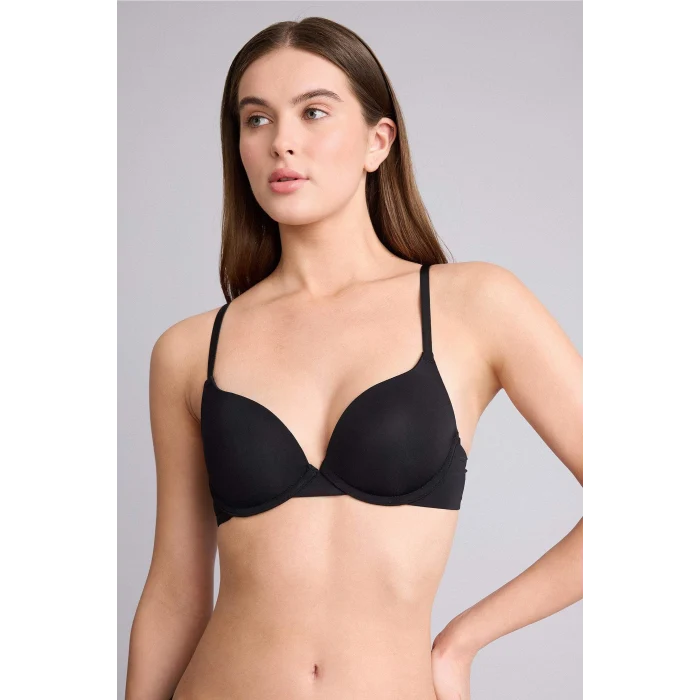 Defacto Z3350AZBK81 Siyah Micro Kaplı Yarım Dolgulu Balenli Tişört Bra