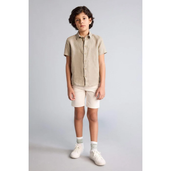 Defacto C2955A8ER37 Ekru Gabardin Şort Erkek Çocuk