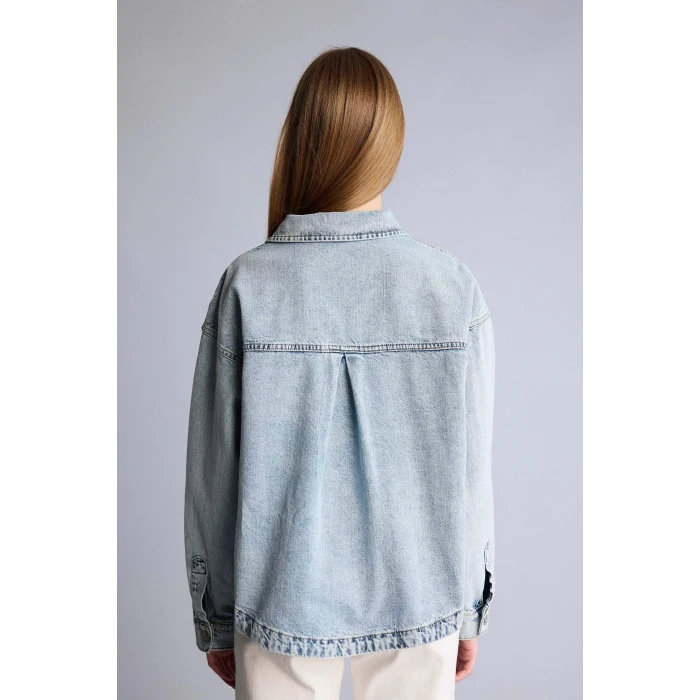 Defacto H1729AXNM28 Mavi Geniş Cepli Jean Ceket