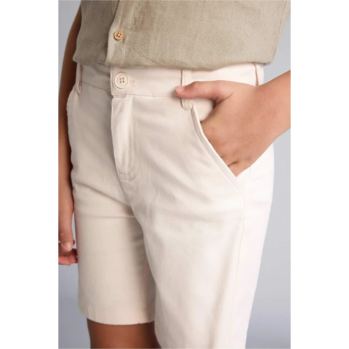 Defacto C2955A8ER37 Ekru Gabardin Şort Erkek Çocuk