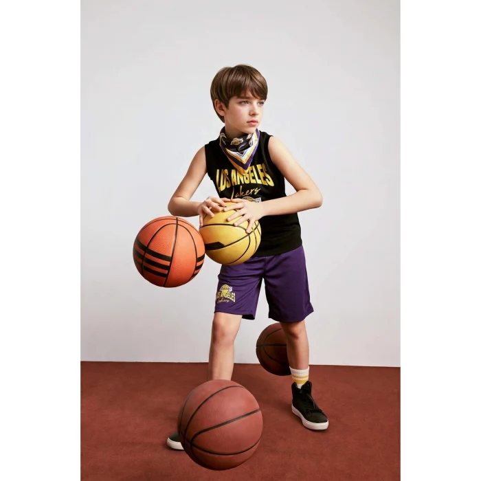 Defacto H2918A8PR299 Mor NBA Los Angeles Lakers Regular Fıt Şort Erkek Çocuk