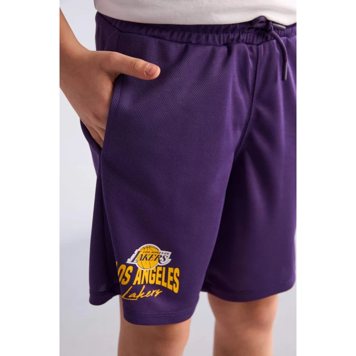 Defacto H2918A8PR299 Mor NBA Los Angeles Lakers Regular Fıt Şort Erkek Çocuk