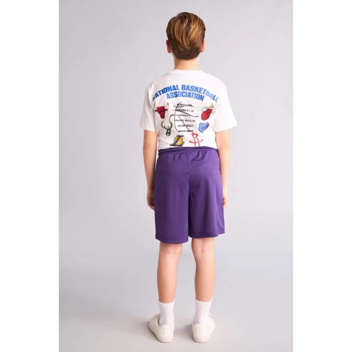 Defacto H2918A8PR299 Mor NBA Los Angeles Lakers Regular Fıt Şort Erkek Çocuk