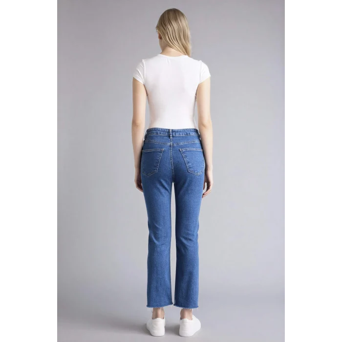Defacto G2217AXNM28 Mavi Crop Flare Fıt Yüksek Bel Jean Pantolon