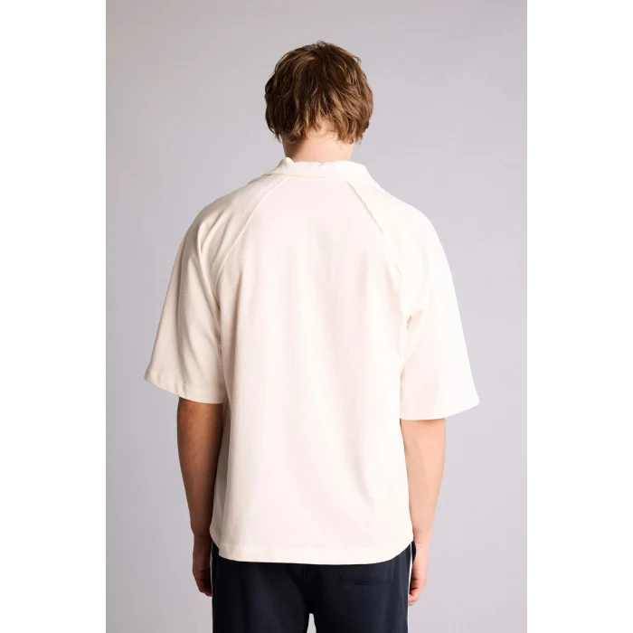Defacto H2600AXER105 Ekru Loose Fıt Polo Yaka Tişört