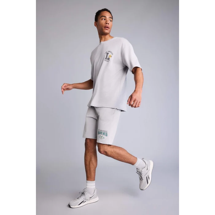Defacto H3391AXGR91 Gri NBA Mılwaukee Bucks Standart Fıt Şort