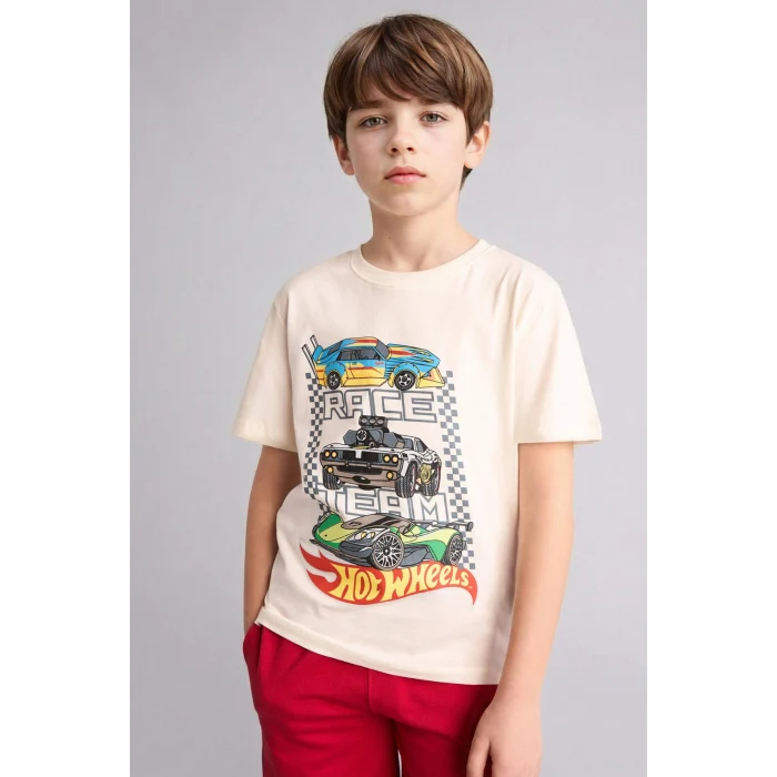 Defacto H4114A8ER98 Ekru Hot Wheels 2li Takım Erkek Çocuk