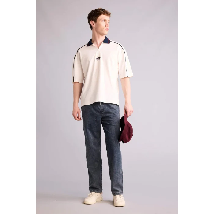 Defacto G5812AXER105 Ekru Loose Fıt Polo Tişört