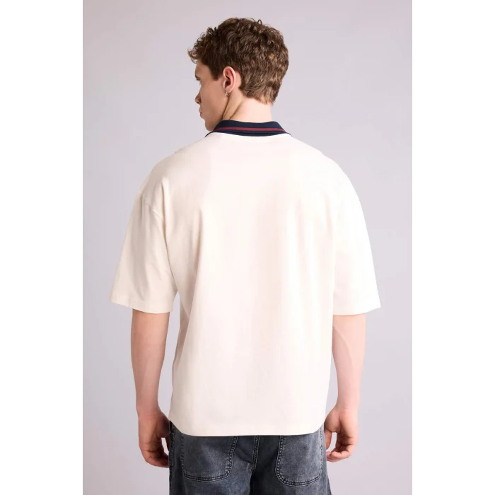 Defacto G5812AXER105 Ekru Loose Fıt Polo Tişört