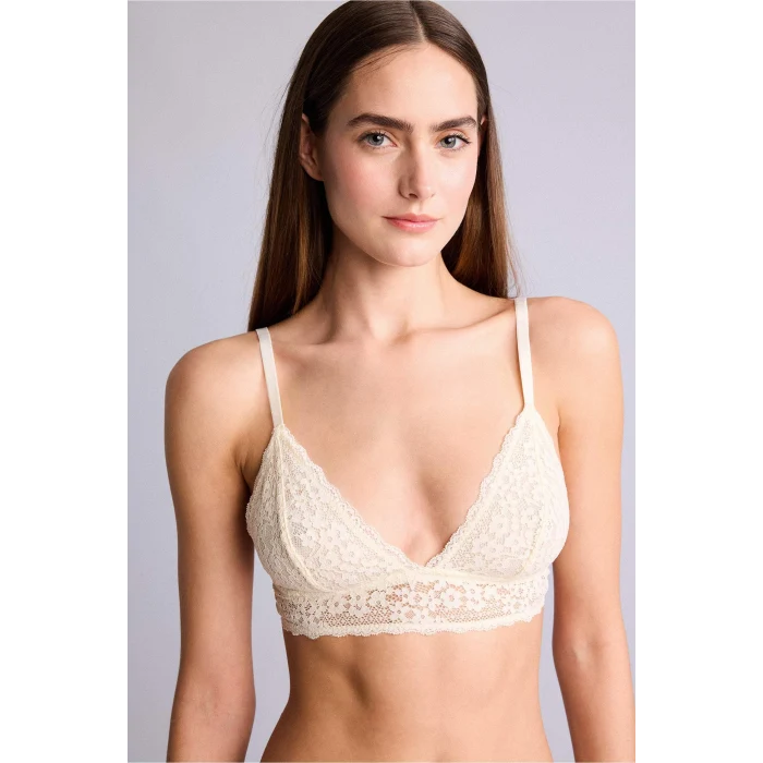 Defacto H0511AXER103 Ekru Dantelli Kapsız Pedsiz Balensiz Bralet