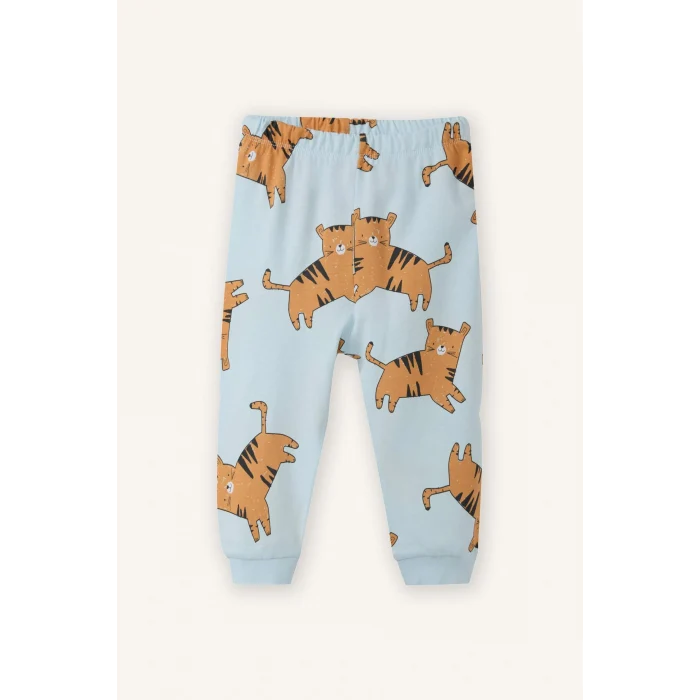 Defacto G8834A5TR152 Turkuaz %100 Pamuklu Kaplan Desenli 2li Pijama Takımı Erkek Bebek