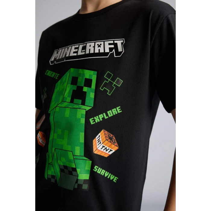 Defacto H0371A8BK81 Siyah Minecraft Regular Fıt 2li Pijama Takımı Erkek Çocuk