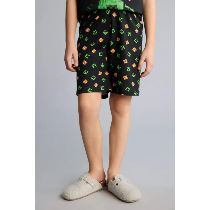 Defacto H0371A8BK81 Siyah Minecraft Regular Fıt 2li Pijama Takımı Erkek Çocuk