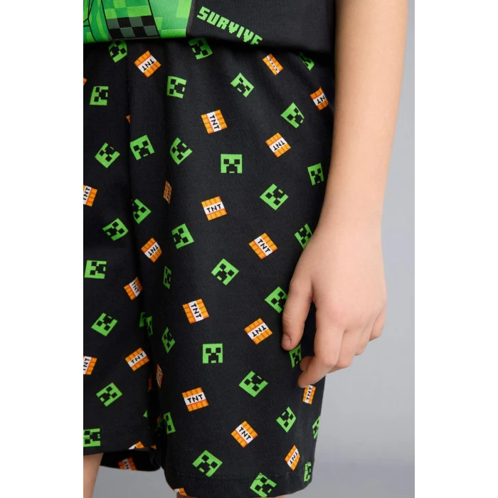 Defacto H0371A8BK81 Siyah Minecraft Regular Fıt 2li Pijama Takımı Erkek Çocuk