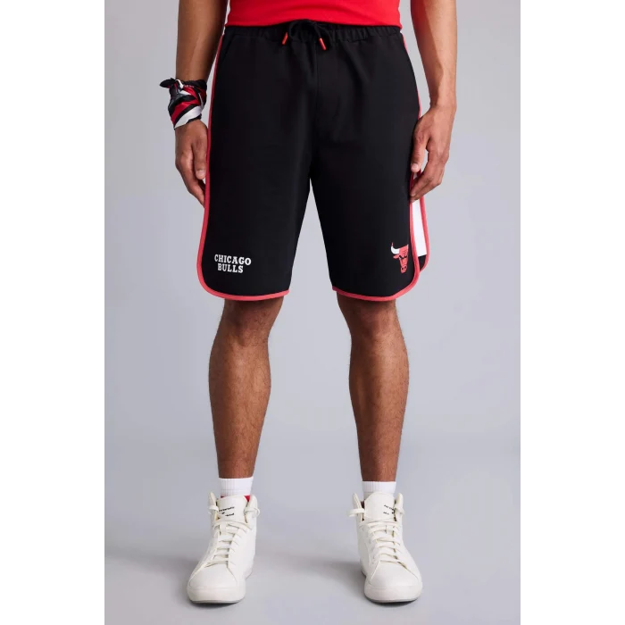 Defacto A3822AXBK81 Siyah NBA Chıcago Bulls Standart Fıt Kısa Paça Şort