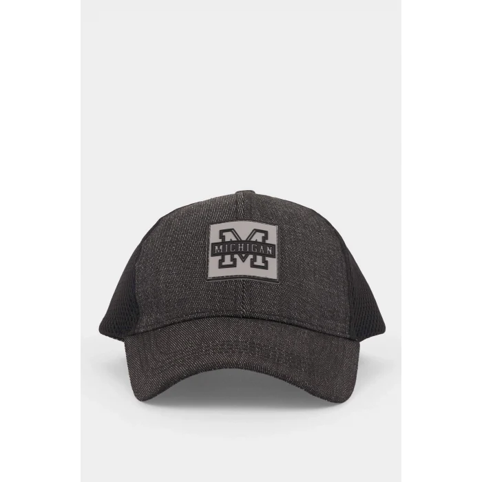 Defacto B7556AXNM40 Siyah Erkek Etiket Baskılı Jean Cap Şapka