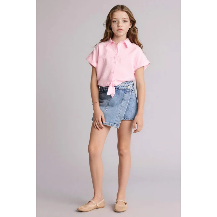 Defacto H1519A8PN441 Pembe Gömlek Kız Çocuk