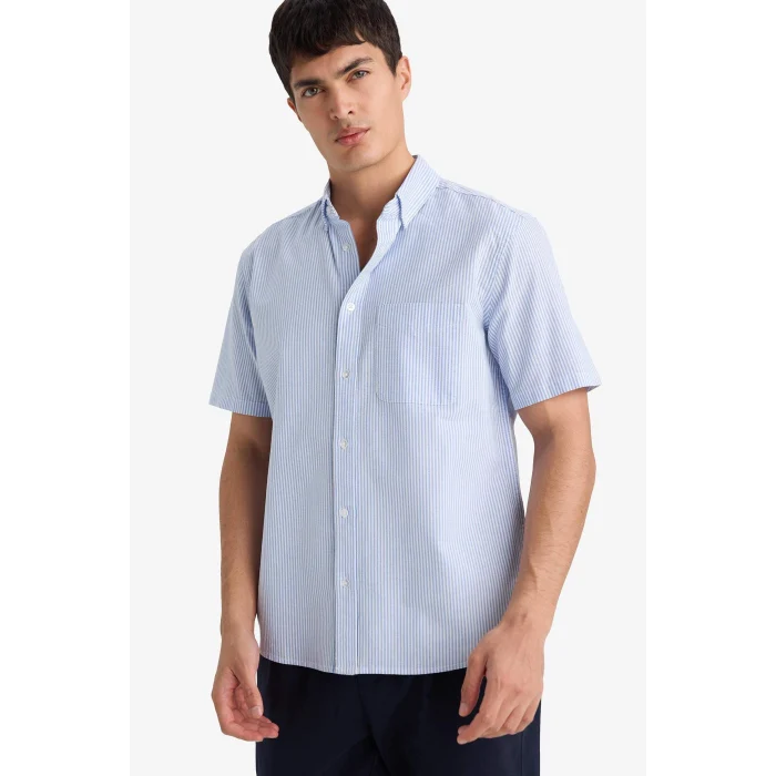 Defacto F9319AXBE302 Mavi REGULAR FIT %100 Pamuk Gömlek