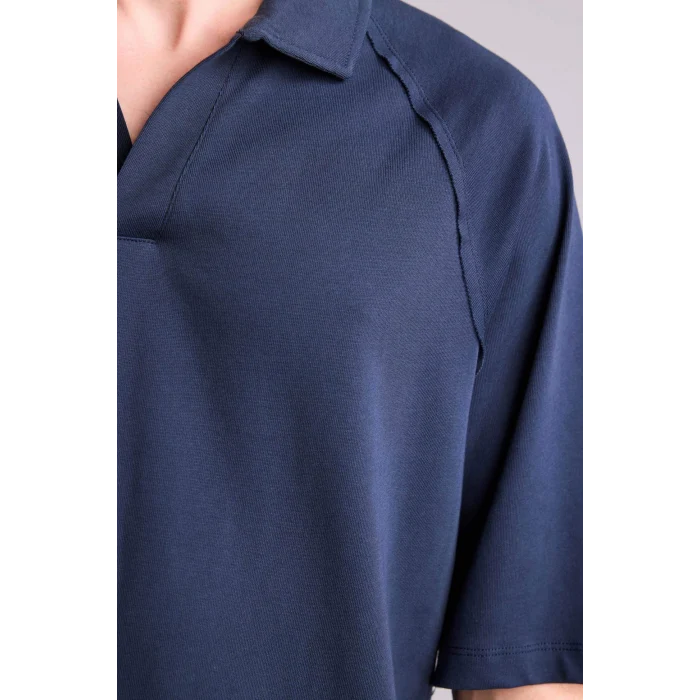 Defacto H2600AXNV256 Lacivert Loose Fıt Polo Yaka Kısa Kollu Polo Tişört