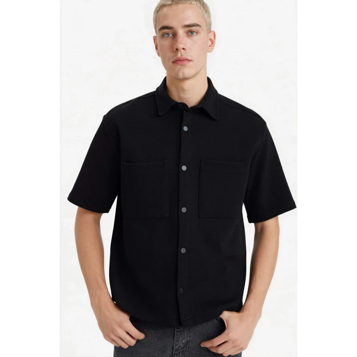 Defacto F8616AXBK81 Siyah %100 Pamuk Boxy Fit Gömlek