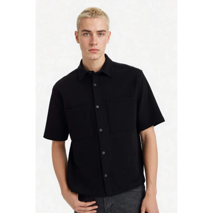 Defacto F8616AXBK81 Siyah %100 Pamuk Boxy Fit Gömlek