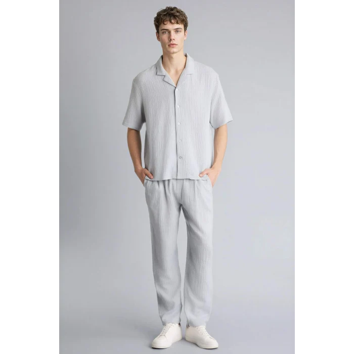 Defacto C7578AXGR130 Gri %100 Pamuk Relax Fit Gömlek
