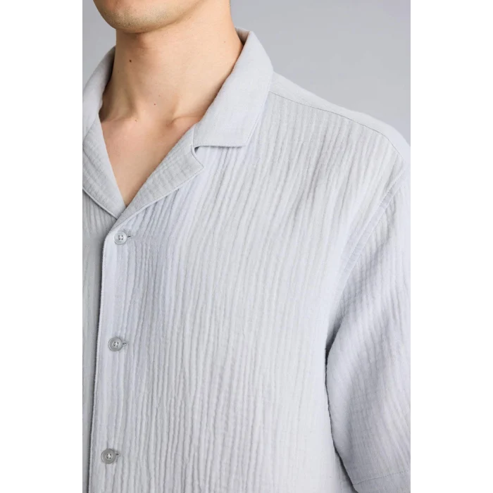 Defacto C7578AXGR130 Gri %100 Pamuk Relax Fit Gömlek