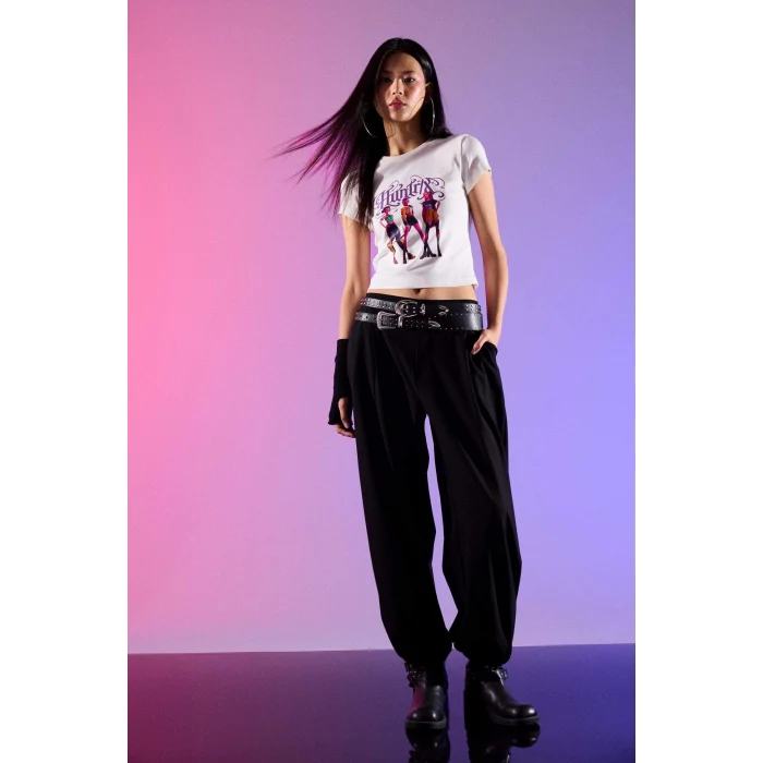 Defacto H0766AXWT32 Beyaz Kpop - Demon Hunters Fıtted Ribana Tişört