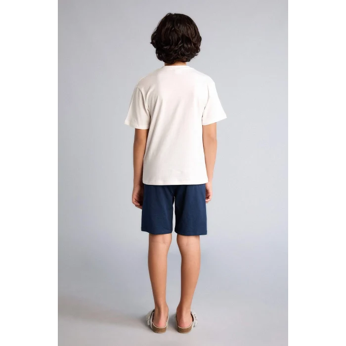 Defacto G8773A8ER105 Ekru %100 Pamuklu 2li Pijama Takımı Erkek Çocuk