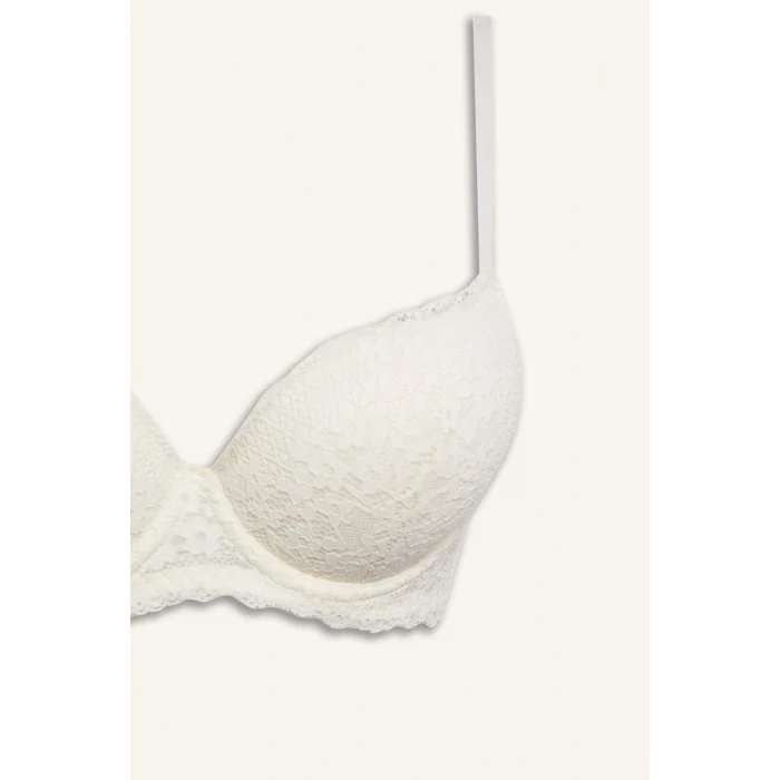 Defacto H0512AXER103 Ekru Dantel Kaplı Yarım Dolgulu Balenli Tişört Bra