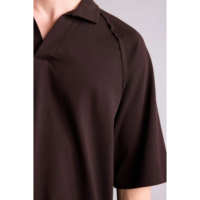 Defacto H2600AXBN337 Kahve Loose Fıt Polo Yaka Kısa Kollu Polo Tişört