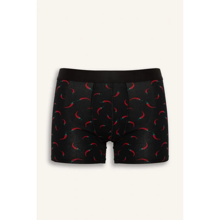Defacto G9379AXBK81 Siyah Regular Fıt Sebze Baskılı 3lü Boxer