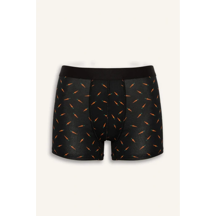 Defacto G9379AXBK81 Siyah Regular Fıt Sebze Baskılı 3lü Boxer