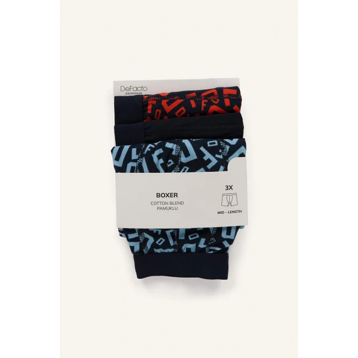 Defacto H3432AXNV135 Lacivert Regular Fıt 3lü Boxer