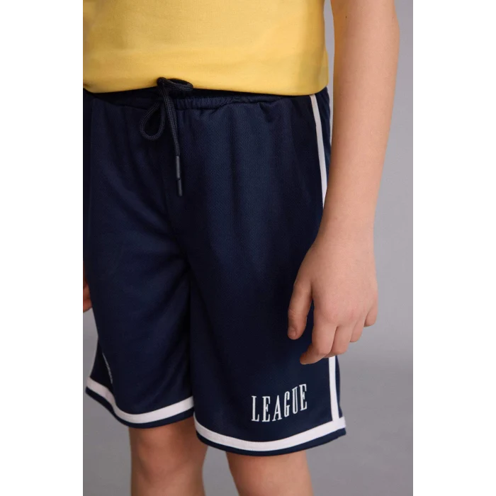 Defacto H3109A8NV256 Lacivert Regular Fıt Spor Baskılı Mesh Forma Kumaşı Şort Erkek Çocuk