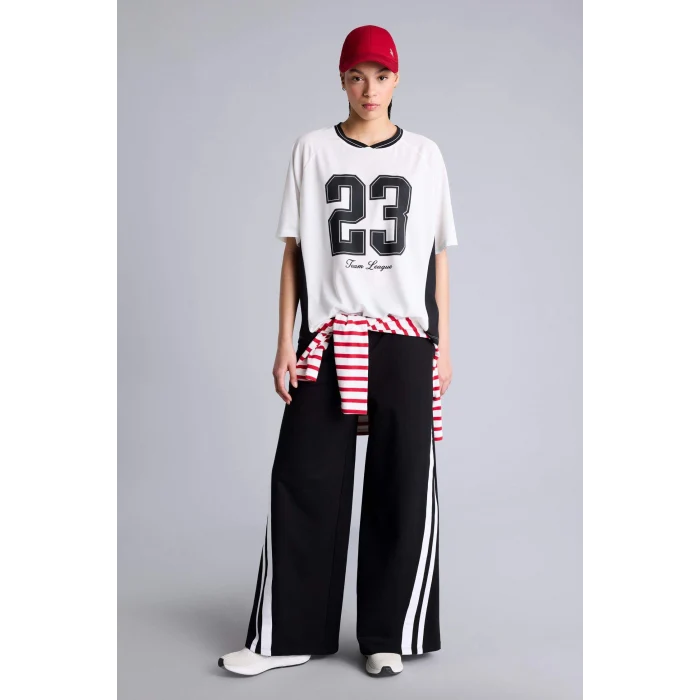 Defacto E7719AXBK81 Siyah Wıde Leg Geniş Paça Standart Boy Sporcu Pantolon
