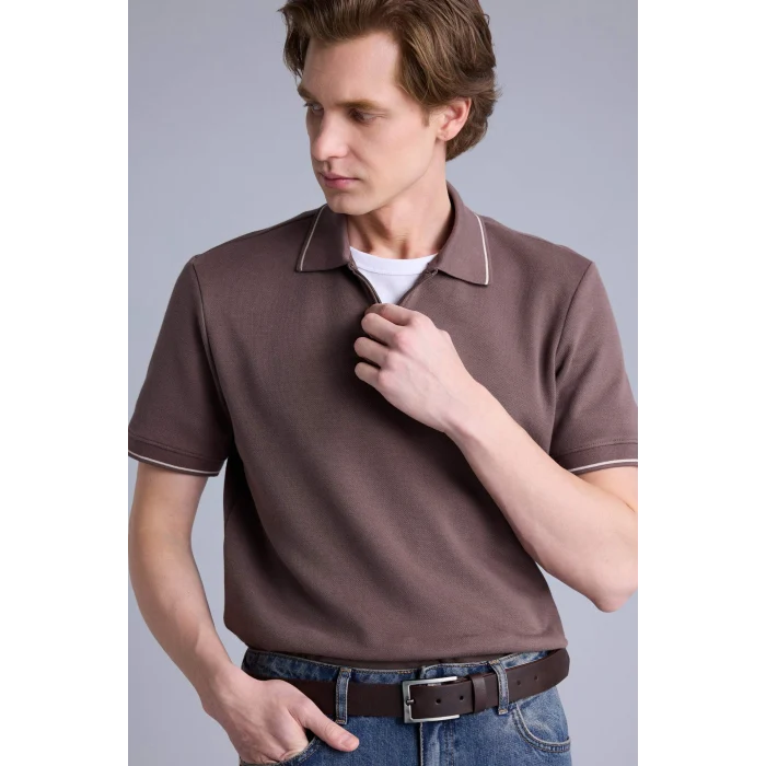 Defacto G1515AXBN534 Kahve Regular Fıt Polo Yaka Kısa Kollu Polo Tişört