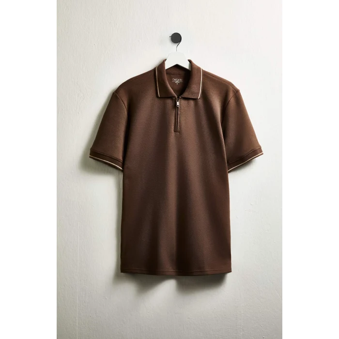 Defacto G1515AXBN534 Kahve Regular Fıt Polo Yaka Kısa Kollu Polo Tişört