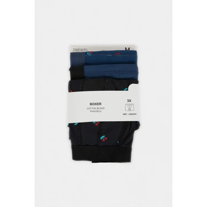 Defacto G9371AXGN614 Yeşil Regular Fıt Baskılı 3lü Boxer