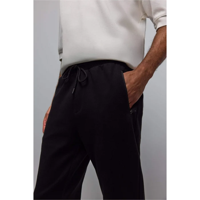Defacto S3309AZBK81 Siyah Slim Fit Sporcu İnce Jogger Eşofman Altı Dar Kesim Fermuarlı Basic Standart Paça