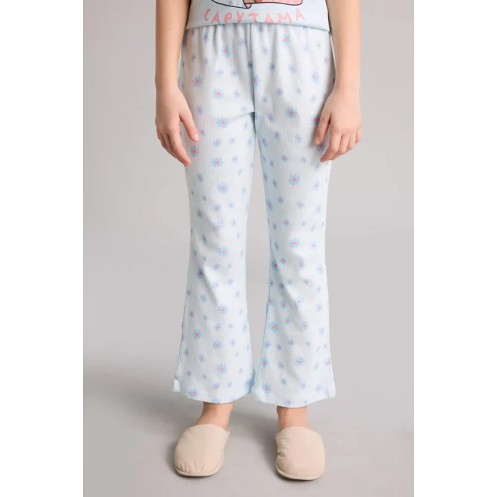 Defacto H0152A8BE773 Mavi %100 Pamuklu 2li Pijama Takımı Kız Çocuk