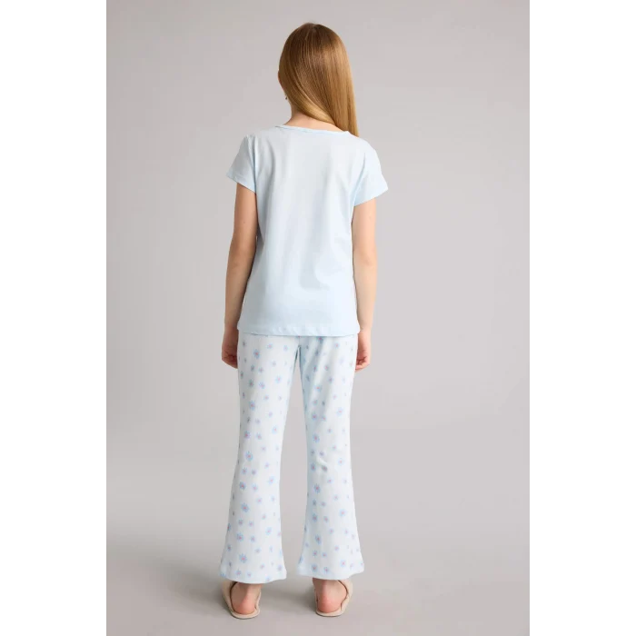 Defacto H0152A8BE773 Mavi %100 Pamuklu 2li Pijama Takımı Kız Çocuk