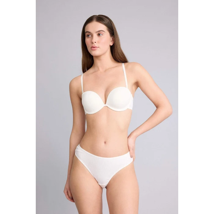 Defacto T8481AZER105 Ekru Micro Kaplı Yarım Dolgulu Balenli Straplez Sütyen