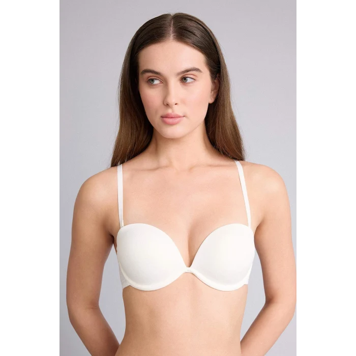 Defacto T8481AZER105 Ekru Micro Kaplı Yarım Dolgulu Balenli Straplez Sütyen