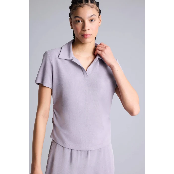 Defacto G0751AXPR518 Mor Standart Fıt Polo Yaka Sporcu Kısa Kollu Polo Tişört
