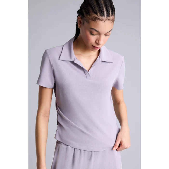 Defacto G0751AXPR518 Mor Standart Fıt Polo Yaka Sporcu Kısa Kollu Polo Tişört