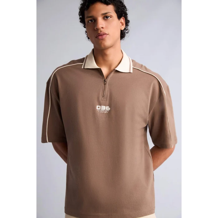 Defacto G5812AXBN604 Kahve Loose Fıt Polo Tişört