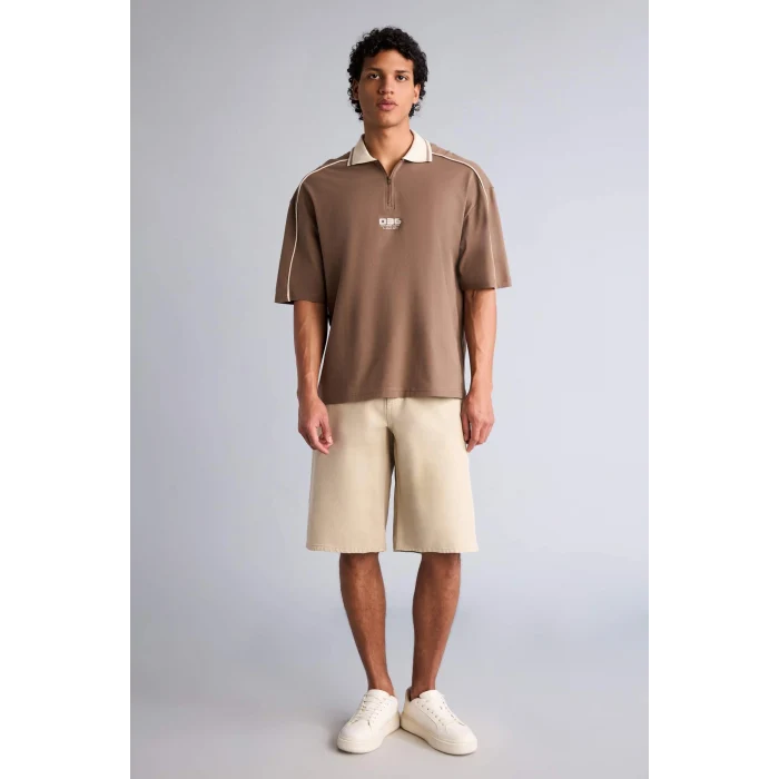 Defacto G5812AXBN604 Kahve Loose Fıt Polo Tişört